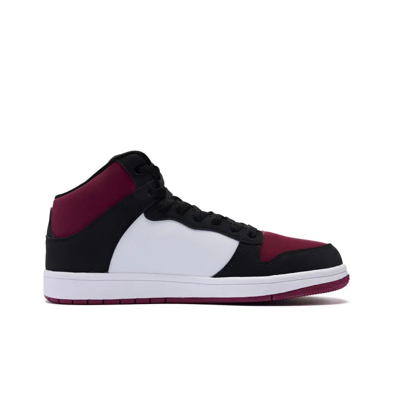 QIAODAN Cushioning Coverage Height Increasing Lightweight Breathable High Top Skateboard Shoes Men's Black Red-1
