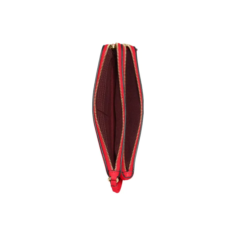 COACH Double Zip Wallet Cow Leather Coin Purse Wallet Small Size Women's Gold & Electric Red-1