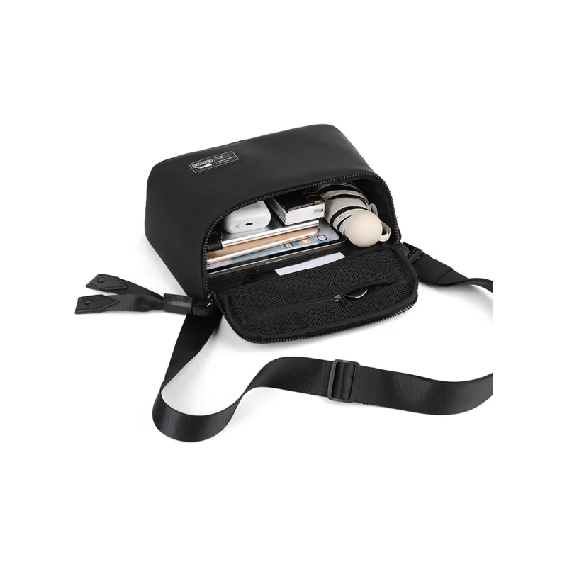 Slazenger Fabric Messenger Bag Fanny Pack Sling Bag Shoulder Bag Crossbody Bag Regular Obsidian Black/Beige-3