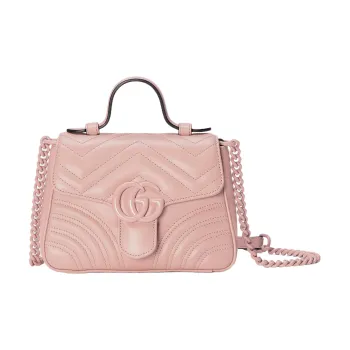 GUCCI GG Marmont Matte Leather With Embossed Texture Shoulder Bag Crossbody Bag Handbag Mini Women's Light Pink