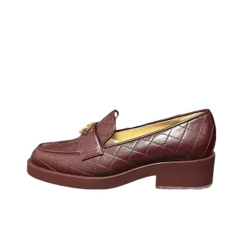 CHANEL Loafers Women's Red Brown