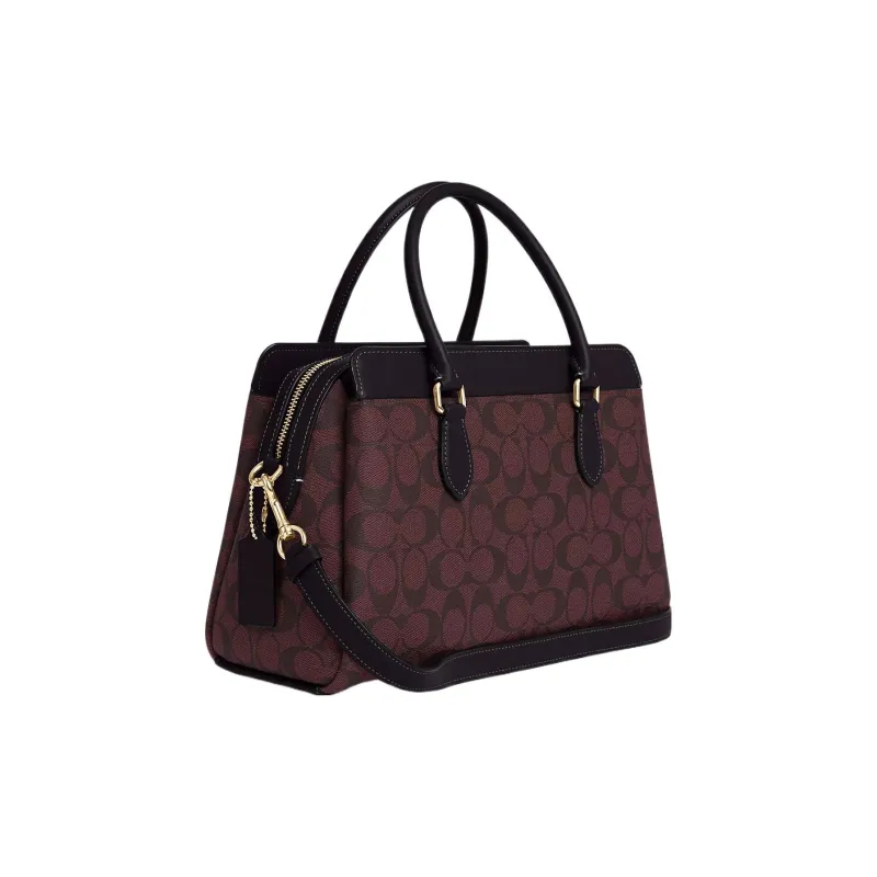 COACH Darcie Canvas With Leather One Shoulder Handbags Large Size Women's Deep Red-1