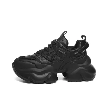 Golden Silk Rabbit Chunky Sneakers Women's Low Top Black Gray