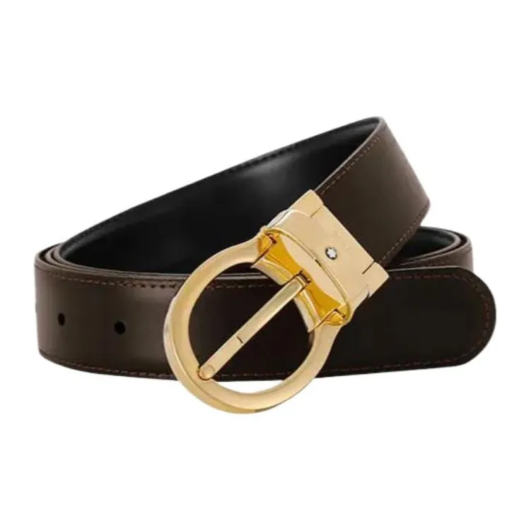 MONTBLANC Cow Leather Belts Men's Black Width 3cm-1