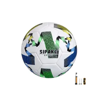 SIPAKESPORT Size 5 Soccer PU Machine Stitched Soccer Ball Unisex White Blue Green Yellow