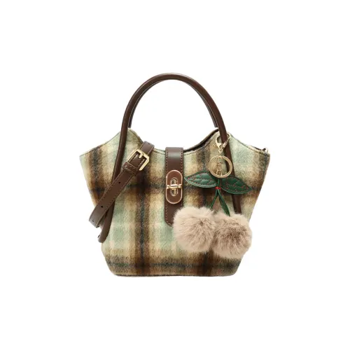 UNITE STAR Woolen Handbag Shoulder Bag Crossbody Bag Regular Women's Coffee/Green Style