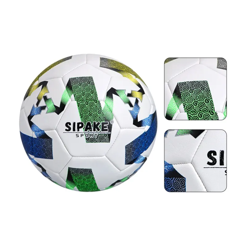 SIPAKESPORT Size 5 Soccer PU Machine Stitched Soccer Ball Unisex White Blue Green Yellow-4