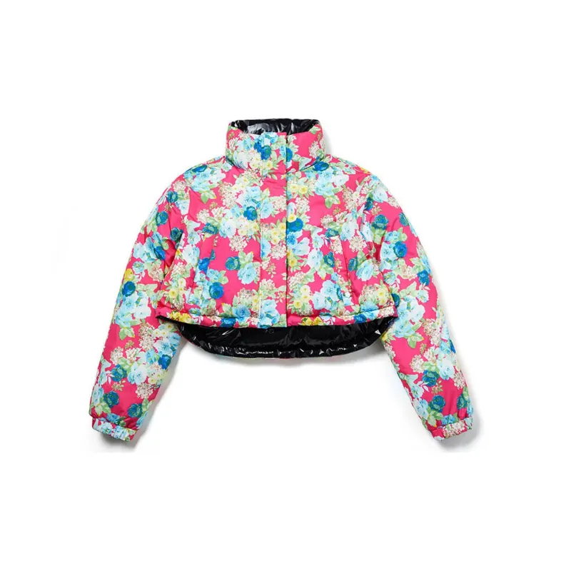 MARDI MERCREDI Down Jacket Women's Diamond Black Red Base With Print-2