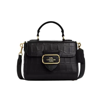 COACH Morgan Leather One Shoulder Handbag Small Size Women's Black