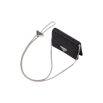 PRADA Fabric With Leather Shoulder Bag Crossbody Bag Wallets Regular Women's Black