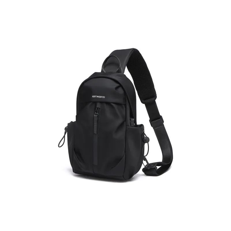 SEPTWOLVES Nylon Shoulder Bag, Crossbody Bag, Sling Bag Medium Size Unisex Black-1