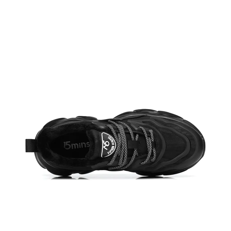 15 MINS Wear Resistant Low Top Chunky Sneakers Men's Black-3