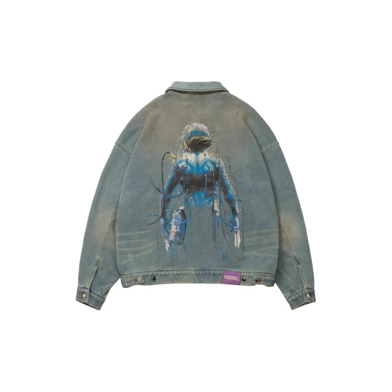 VESSEL x MARVEL Denim Jacket Unisex Sky Blue-1