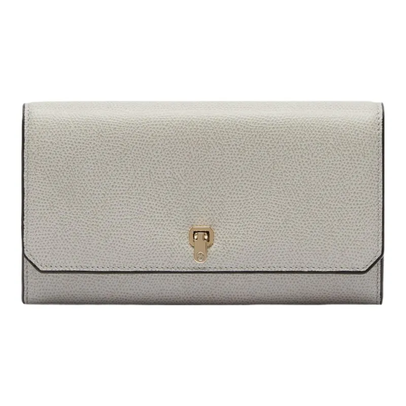 Valextra Brera Millepunte Calfskin Wallet Women's Gray White-0