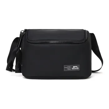 Slazenger Fabric Messenger Bag Fanny Pack Sling Bag Shoulder Bag Crossbody Bag Regular Obsidian Black/Beige