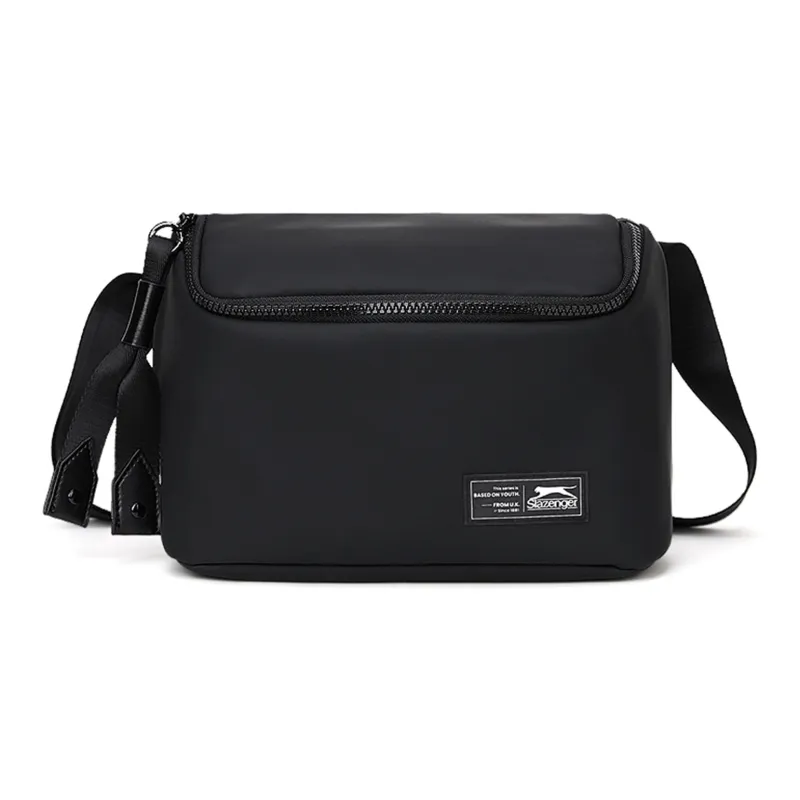 Slazenger Fabric Messenger Bag Fanny Pack Sling Bag Shoulder Bag Crossbody Bag Regular Obsidian Black/Beige-0