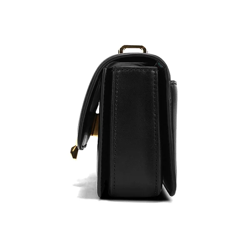 COOGI Cowhide Leather Material Small Square Bag Trumpets Women's Black/Ecru-2