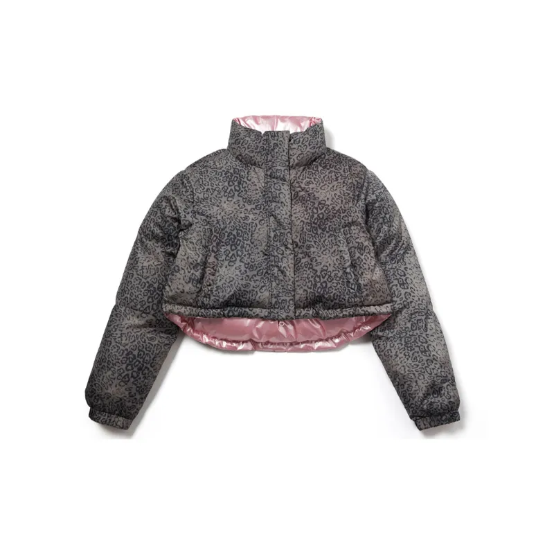 MARDI MERCREDI Down Jacket Women's Peach Pink Black Brown Leopard Print-2