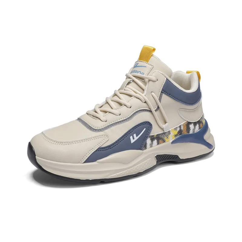 Warrior High Top Casual Shoes Men's Beige Blue-2