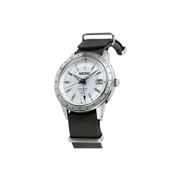 SEIKO Mechanical Movement Leather Strap Watch 40.75mm Men's Watches Gray Dial SSK015J1-1