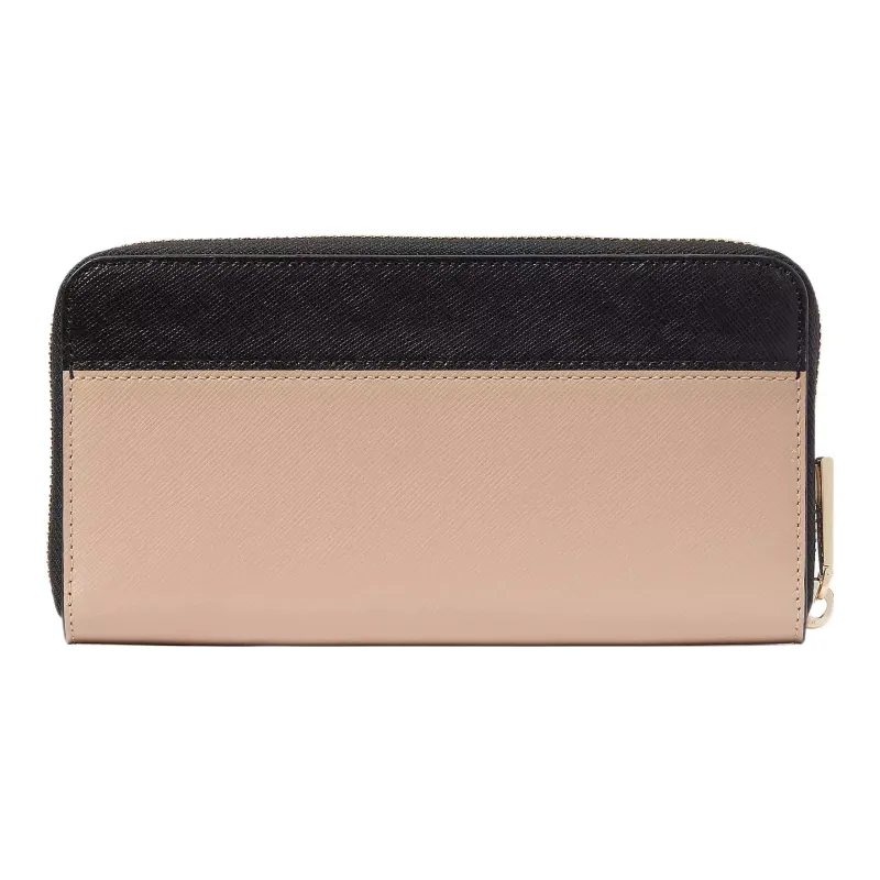 Kate Spade Saffiano Leather Wallet Large Size Unisex Black With Light Pink-1