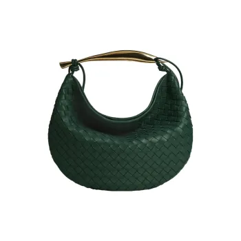 Bottega Veneta SARDINE Sheepskin Handbag Medium Size Women's Emerald
