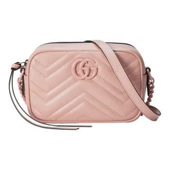 GUCCI GG Marmont Leather Camera Bag Shoulder Bag Crossbody Bag Mini Women's Light Pink