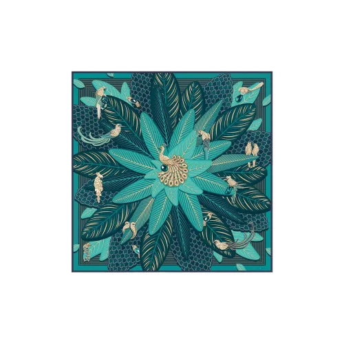 CARTIER Silk Scarves Women's Blue/Green
