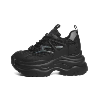 Golden Silk Rabbit Wear-Resistant Slip-Resistant Low-Top Chunky Sneakers Women's Black
