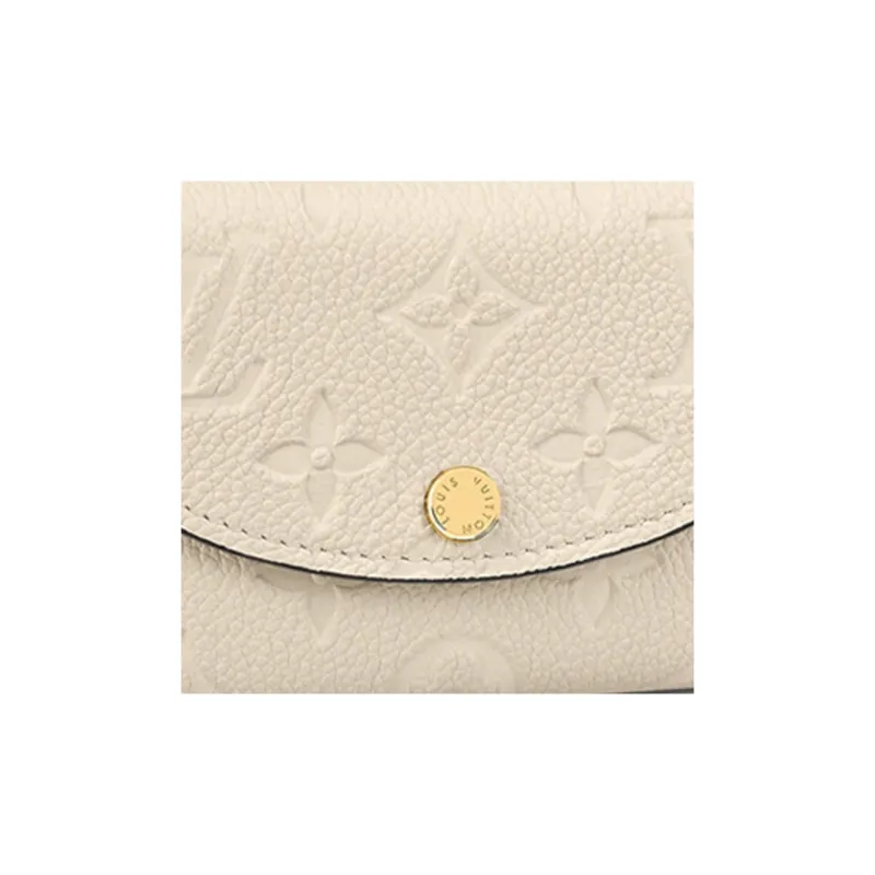 LOUIS VUITTON Rosalie Soft Grained Cow Leather Card Holder Wallet Women's Beige-4