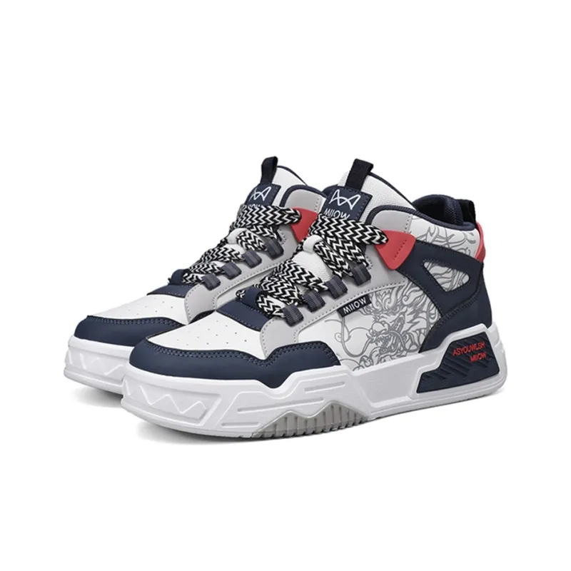 MIIOW Trend Party Series Anti Slip And Wear Resistant Height Increasing High Top Skateboard Shoes Men's-17