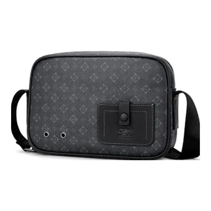 SEPTWOLVES Cow Leather Crossbody Bag, Shoulder Bag Unisex Black-1
