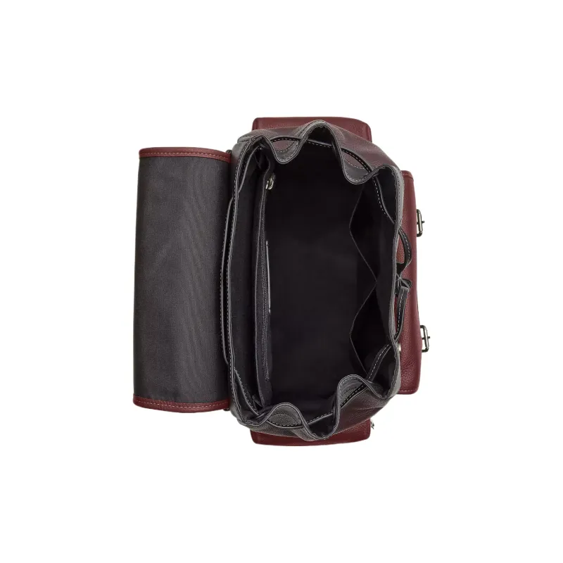 COACH Sprint Refined Pebbled Leather Backpack Medium Size Unisex Bronze & Burgundy Multicolor-2