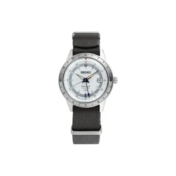 SEIKO Mechanical Movement Leather Strap Watch 40.75mm Men's Watches Gray Dial SSK015J1