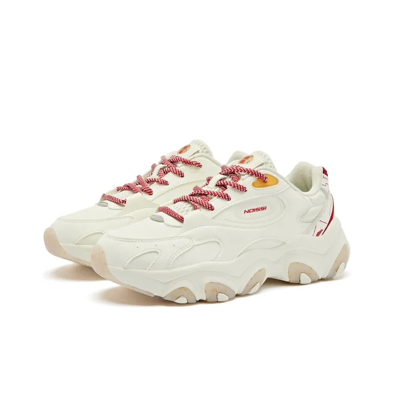 QIAODAN Elf Meowth Abrasion Resistant Breathable Low Top Casual Shoes Women's White Red-2