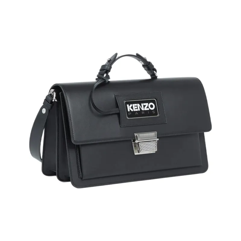 KENZO Cow Leather Backpack Large Size Women's Black-0