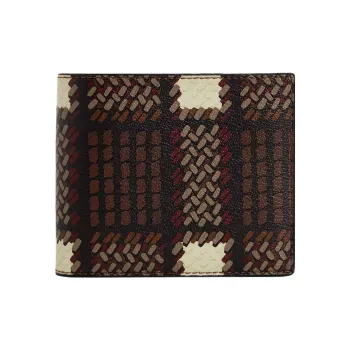 COACH 3 IN 1 Wallet Coated Canvas Coin Purse Wallet Unisex Bronze & Black