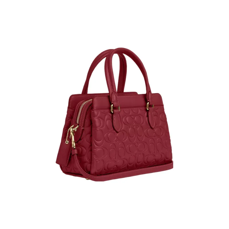 COACH Darcie Leather Handbag, Shoulder Bag Medium Size Women's Red-2