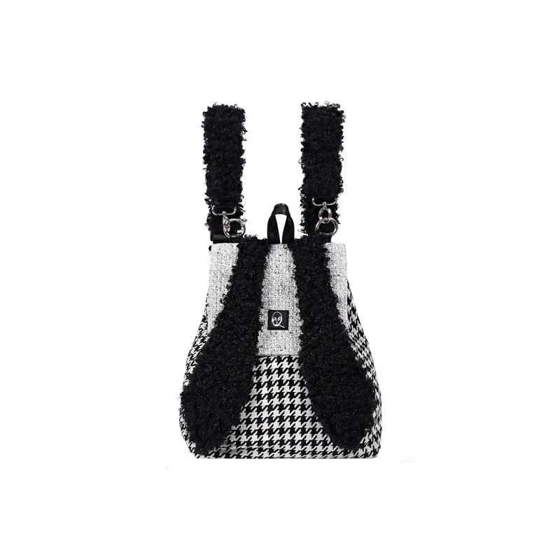 REBIRTH Imitation Denim Canvas Backpack Large Size Women's Fragrance Grey Rabbit Burgundy Rabbit-8