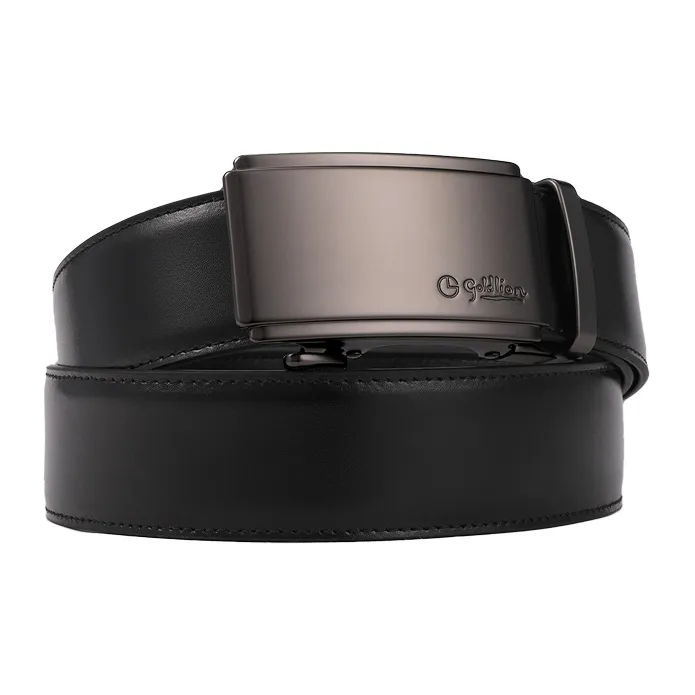GOLDLION Metal Brushed Cow Leather Automatic Buckle Belt Men's-1