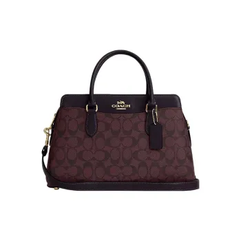 COACH Darcie Canvas With Leather One Shoulder Handbags Large Size Women's Deep Red