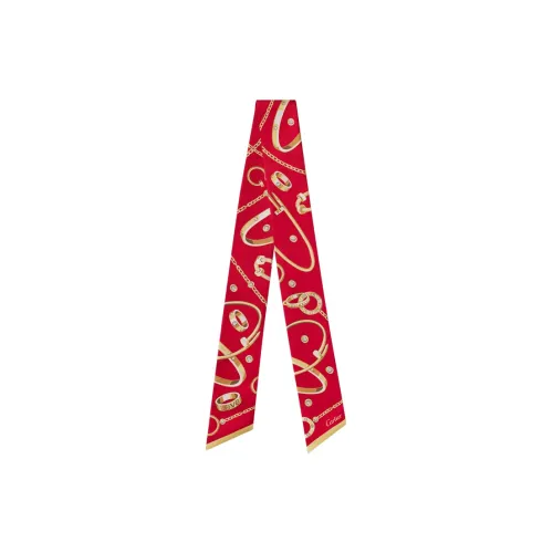 CARTIER Silk Scarves Women's Red
