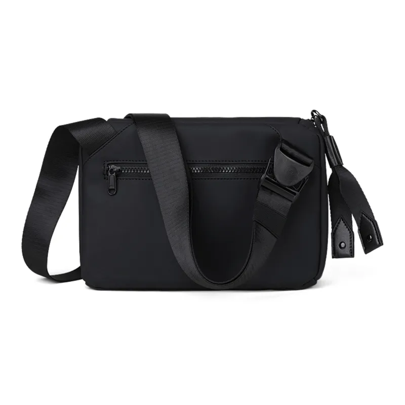 Slazenger Fabric Messenger Bag Fanny Pack Sling Bag Shoulder Bag Crossbody Bag Regular Obsidian Black/Beige-4