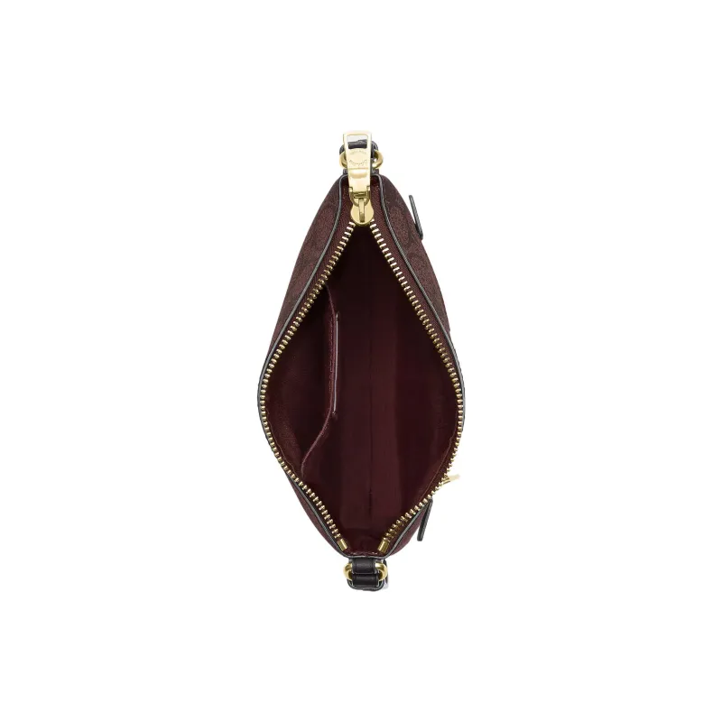 COACH Rowan Canvas With Leather File Bag Shoulder Bag Crossbody Bag Small Size Women's Gold & Deep Red-2