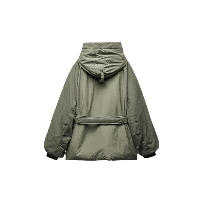 ZARA Puffer Jacket Women's Light Khaki-1