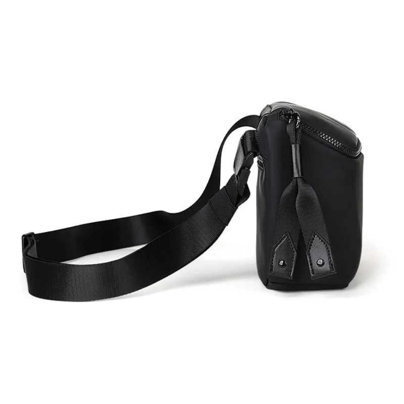 Slazenger Fabric Messenger Bag Fanny Pack Sling Bag Shoulder Bag Crossbody Bag Regular Obsidian Black/Beige-2