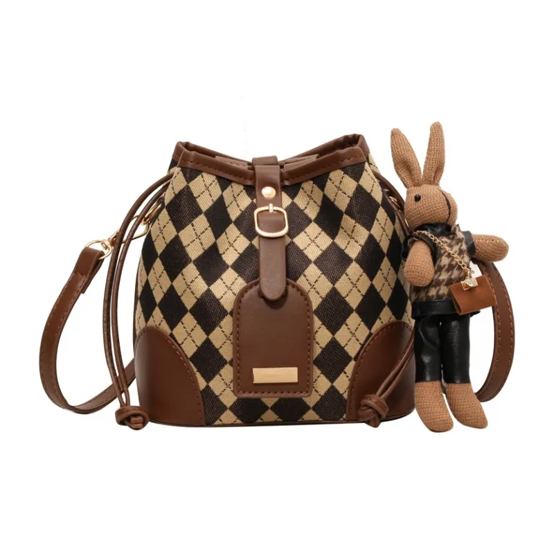 NOMK Woolen Bucket Bag Crossbody Bag Shoulder Bag Shoulder Bag Regular Women's Black/Coffee-10