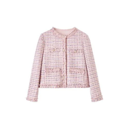 FANQIN Cropped Coats Women's Pink