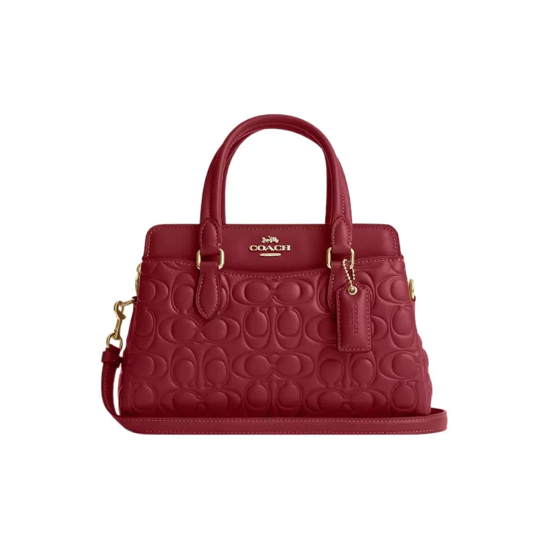 COACH Darcie Leather Handbag, Shoulder Bag Medium Size Women's Red-0