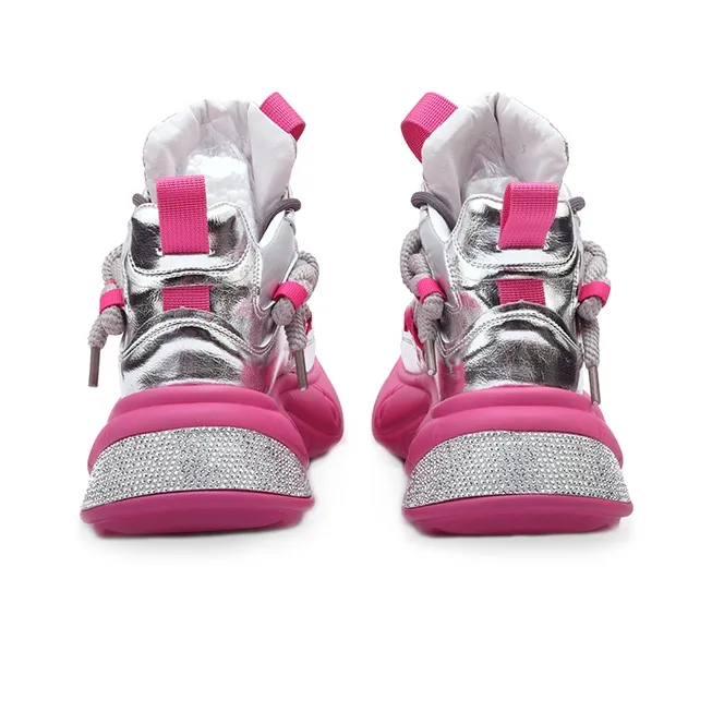 Mr.shang Auspicious Clouds Silver Collection Anti Slip Wear Resistant Mid Top Casual Shoes Women's Silver Pink-6